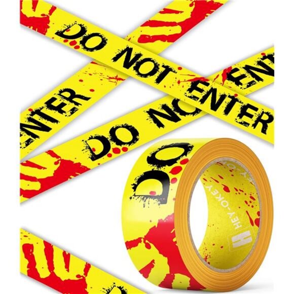 164 Ft Long Halloween Do Not Enter Caution Tape Roll - 3-Inch Wide - Picture 1 of 7